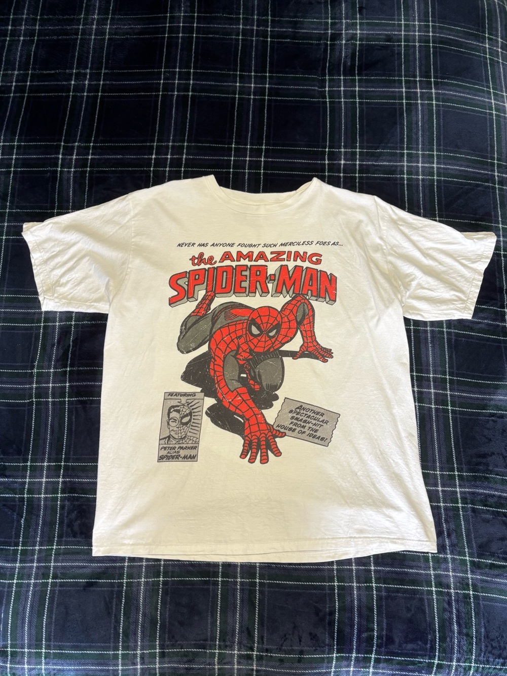 Marvel Spider-Man white cotton t-shirt. Size L.